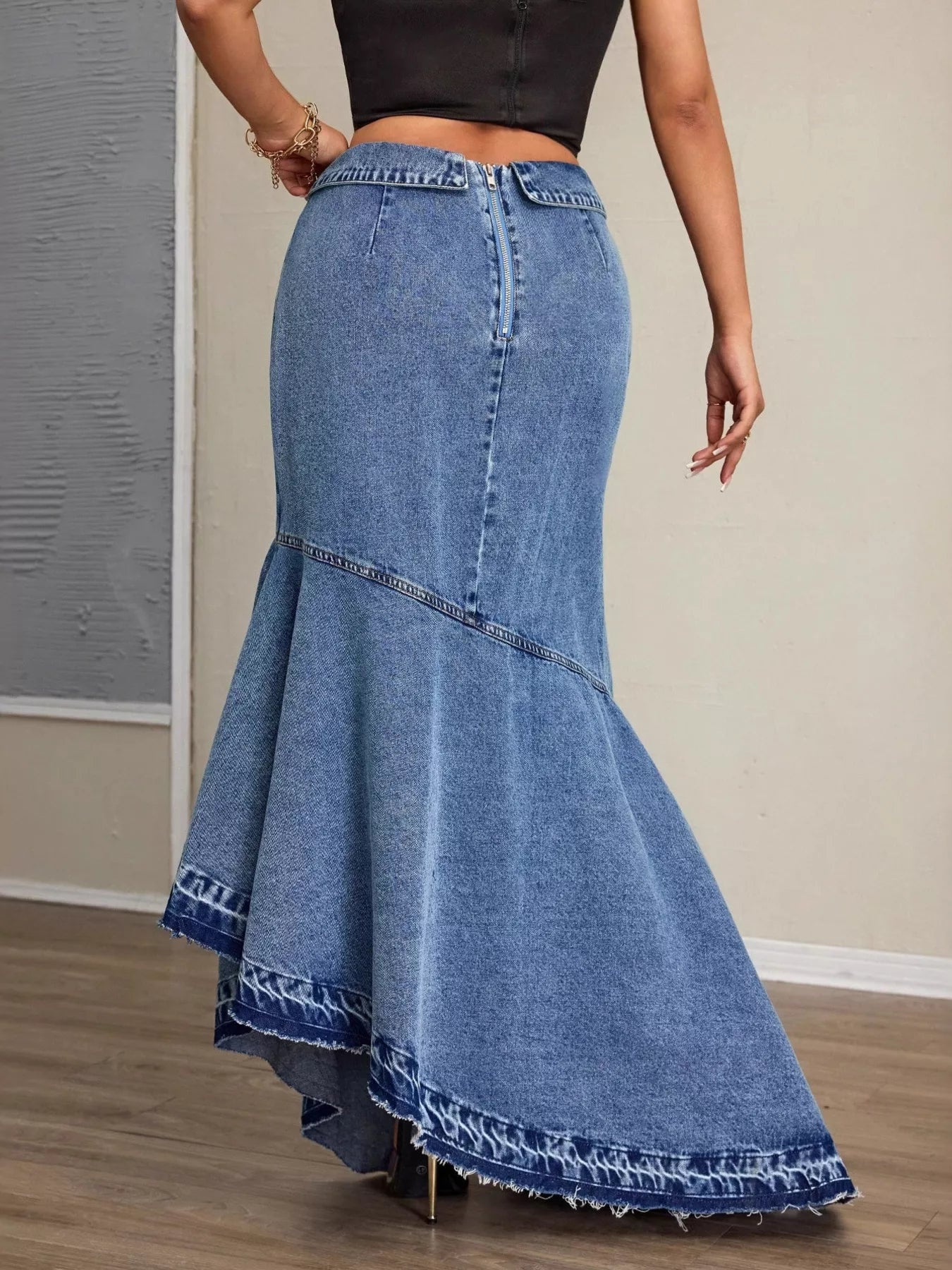 Denim Maxi Mermaid Skirt