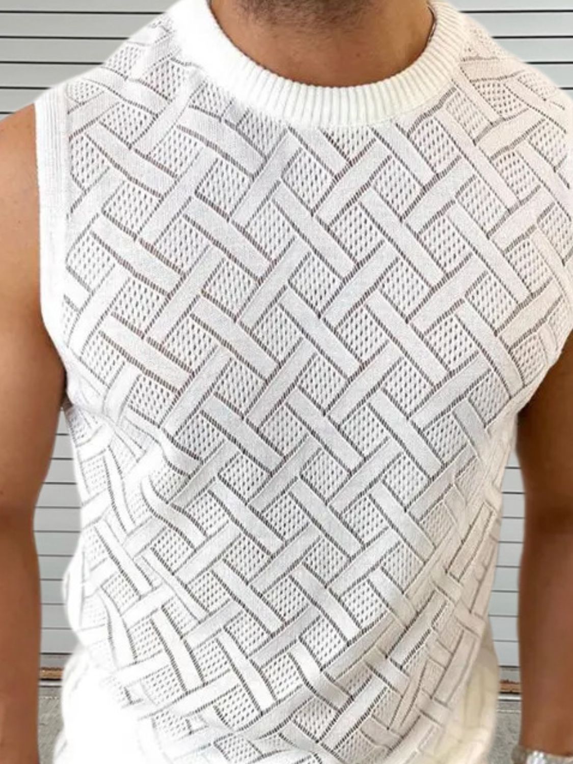 Sleeveless Eyelet Knit Top