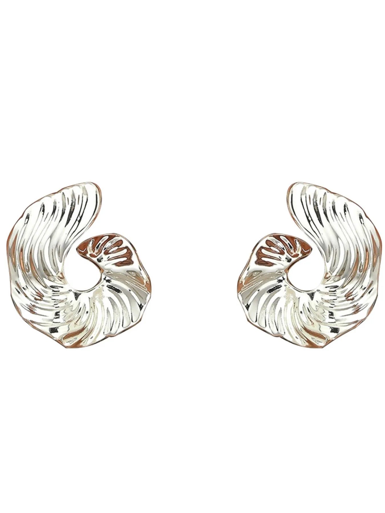 Stainless Steel Textured Irregular Earrings