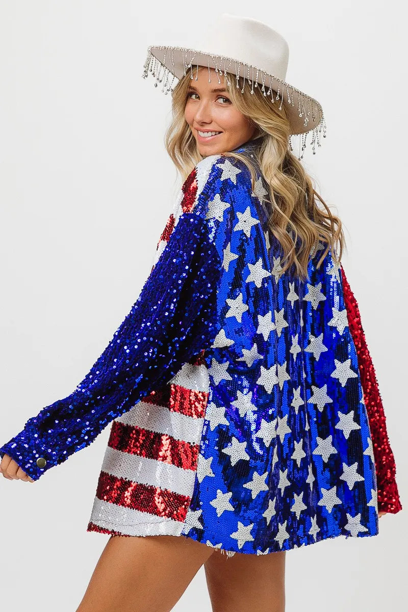 Velvet Sequin American Flag Shirt