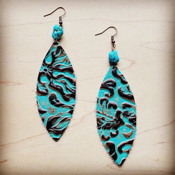 Oval Earrings w/ Turquoise Accent