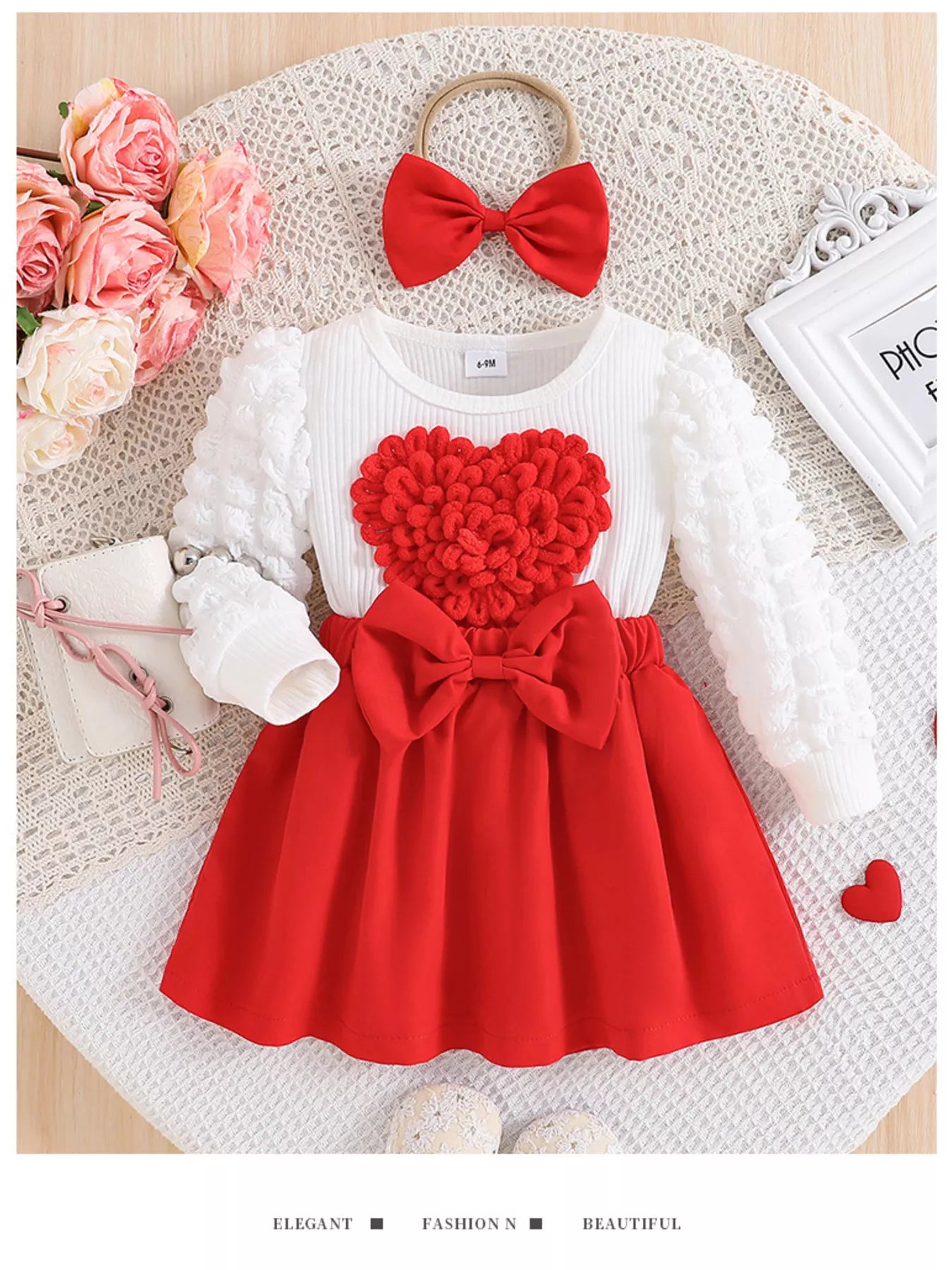 Children's Heart Decor Dress with Headband