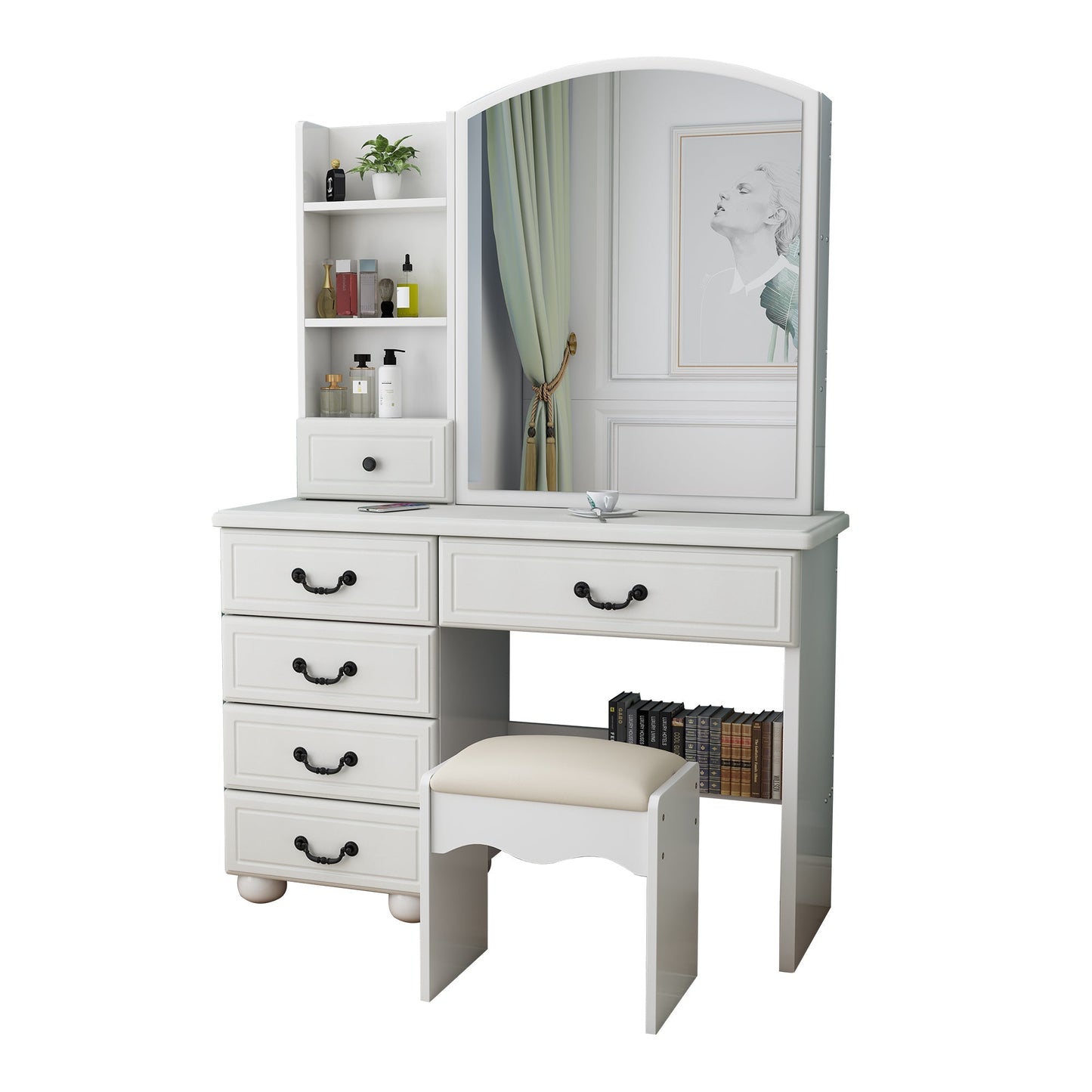 Fashion Vanity Desk with Mirror and Lights
