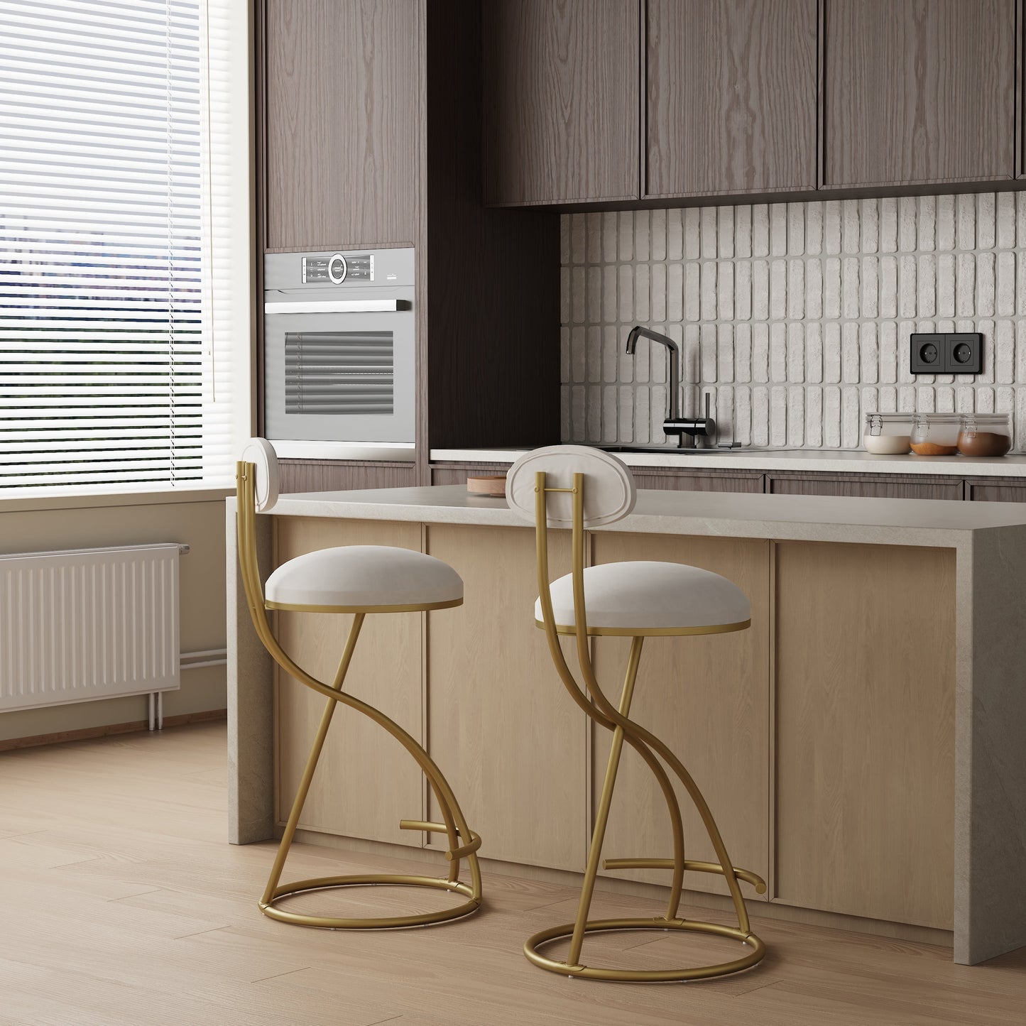 Armless Velvet Barstools
