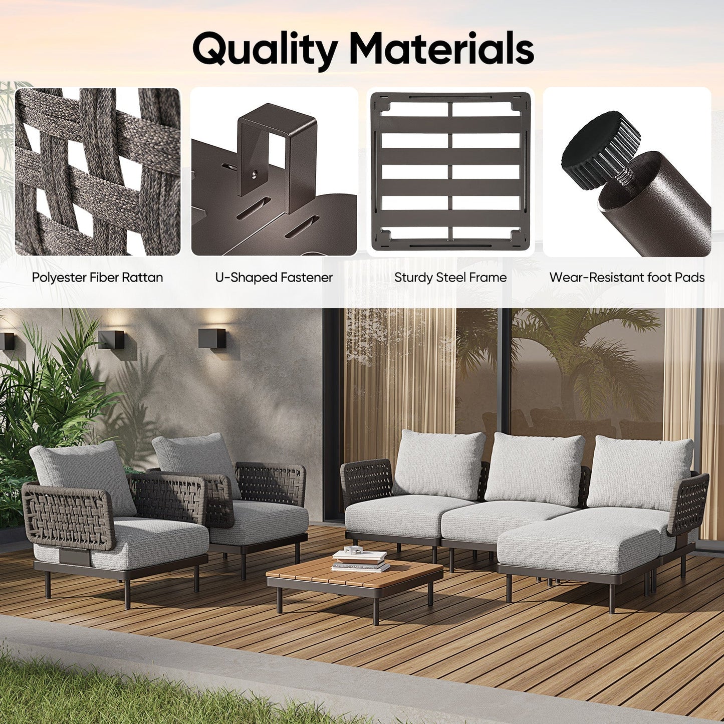 Patio Sofa With Adjustable Recliner