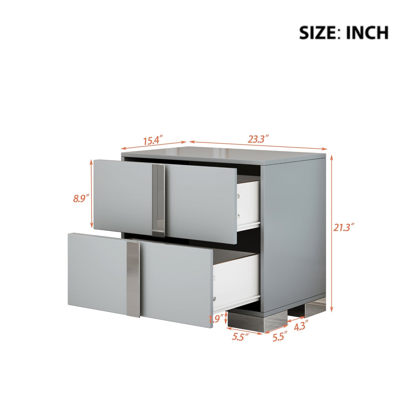 Elegant Nightstand with Metal Foot