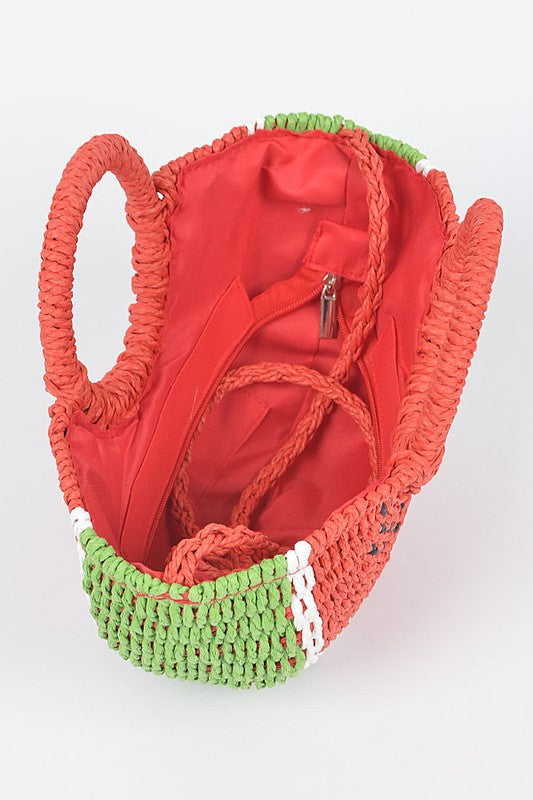 Watermelon Basket Straw Clutch