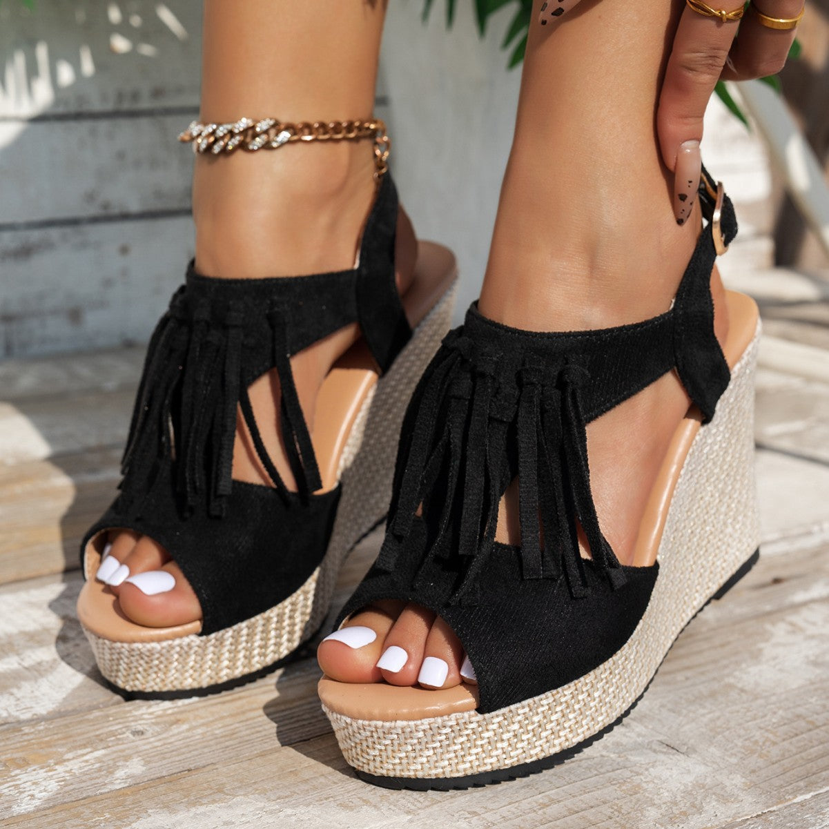 Peep Toe Wedge Sandals