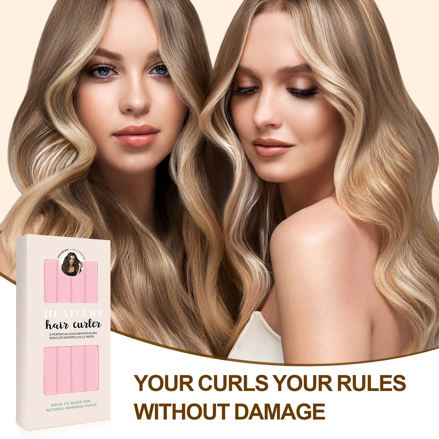 Overnight Heatless Hair Curler-Pink