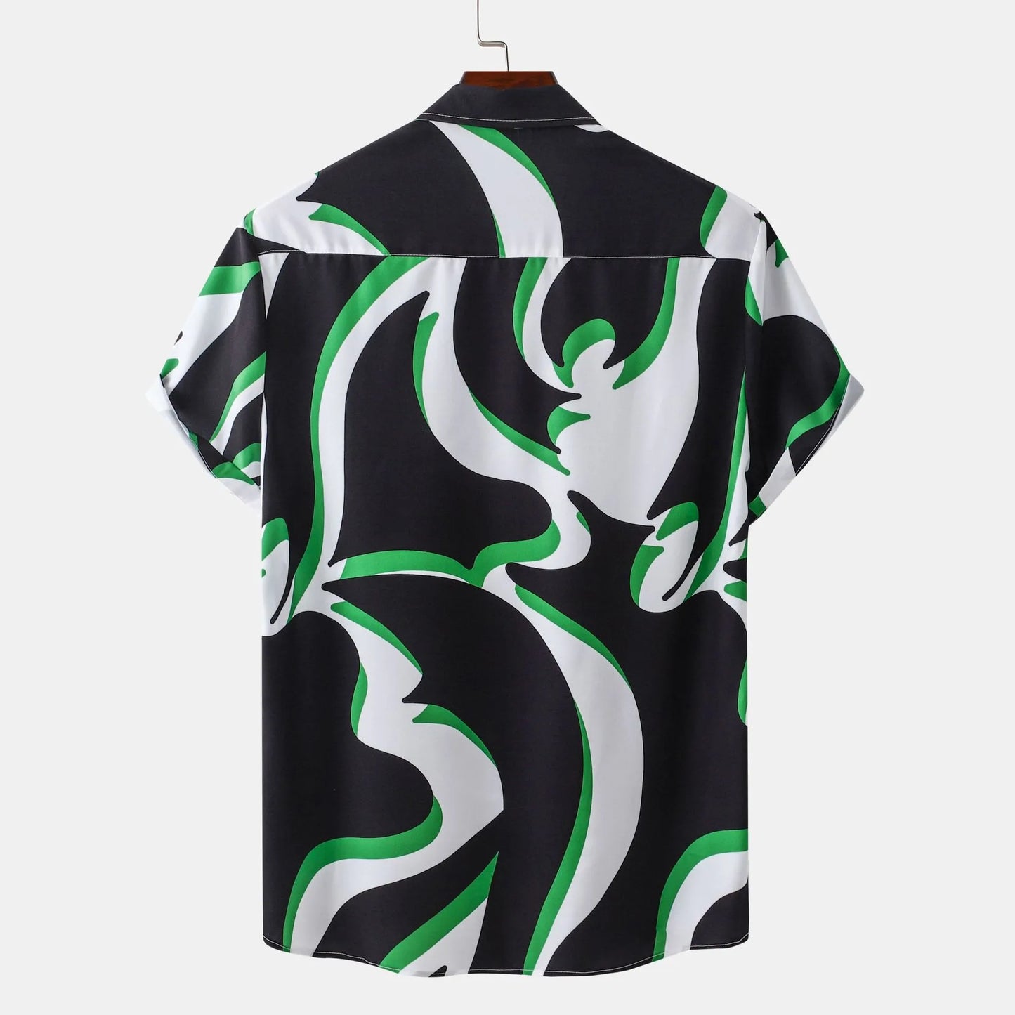 Plus Size Abstract Wave Button-Up Shirt