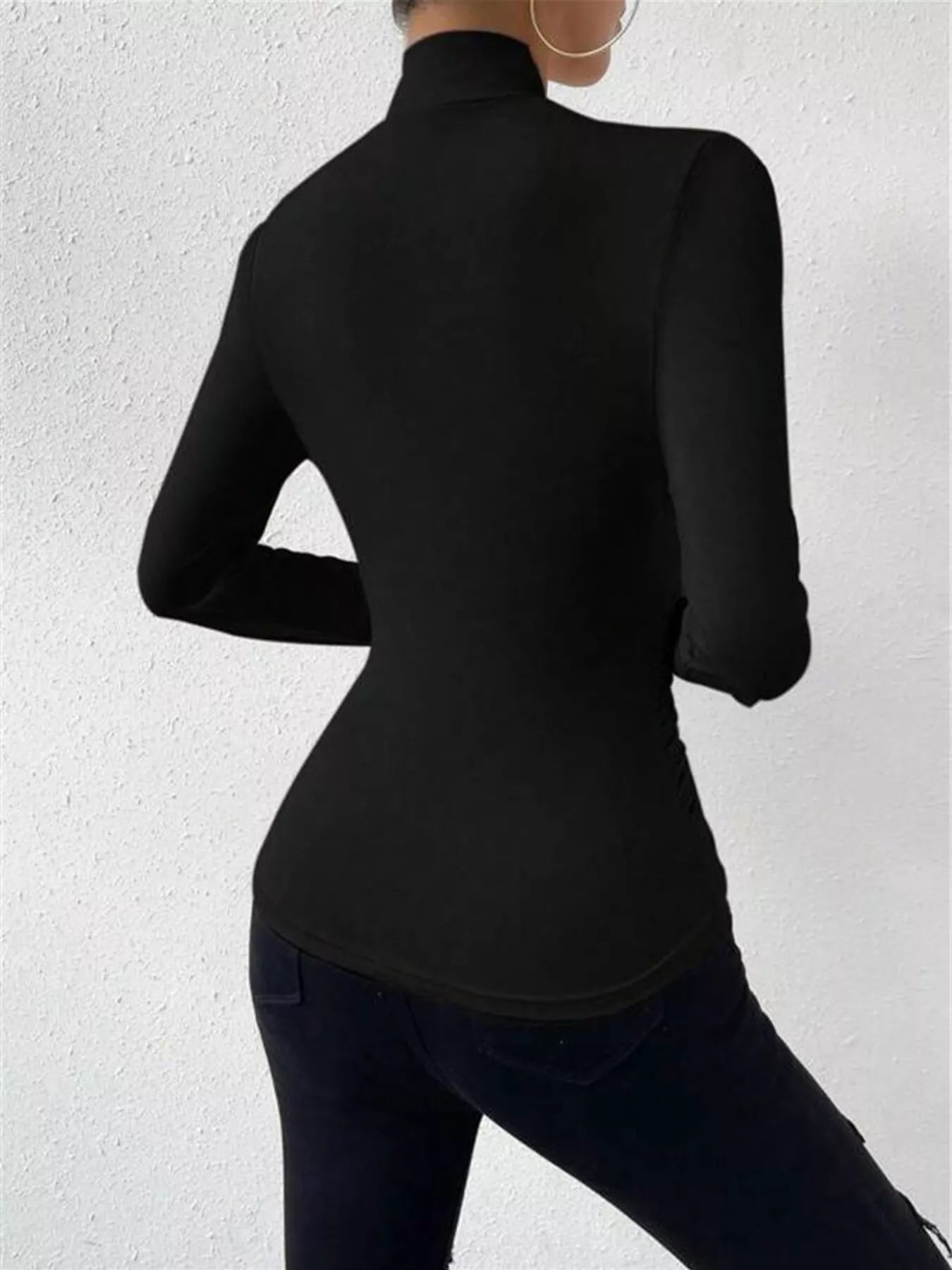 Ruched Long Sleeve Slim Fit Top