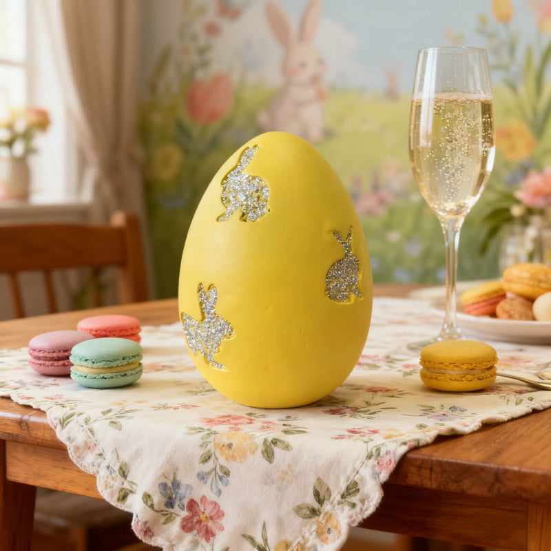 Easter Egg with Glitter Bunny Cutouts
