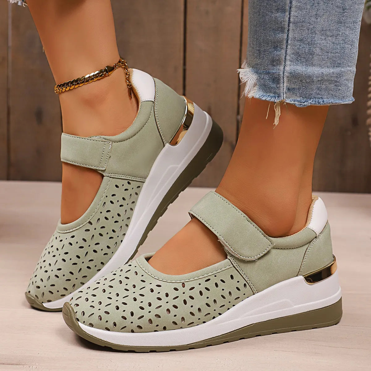 Round Toe Wedge Sneakers