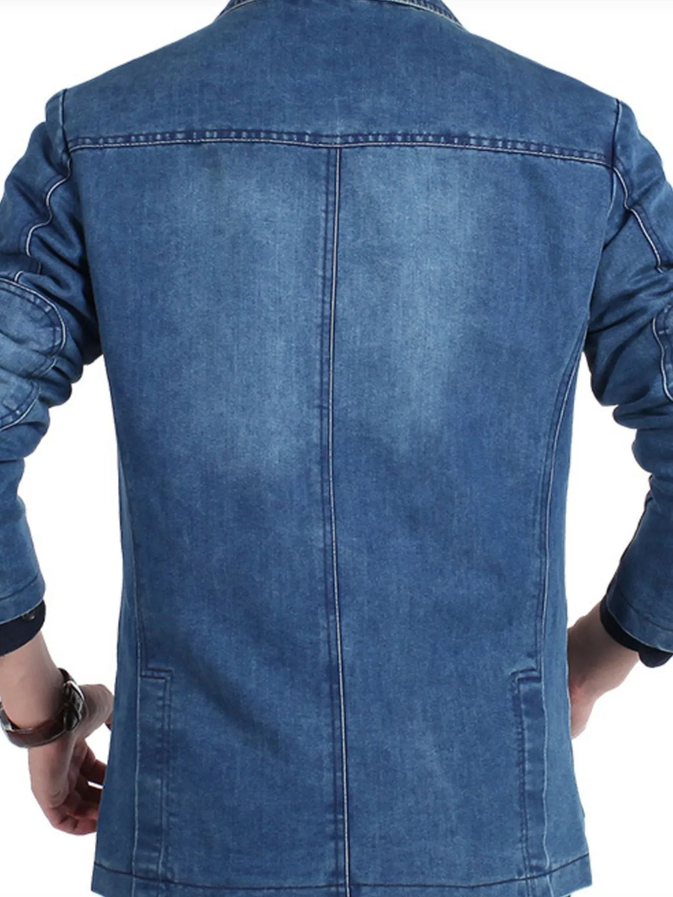 Men's Plus Size Single-Breasted Denim Jacket