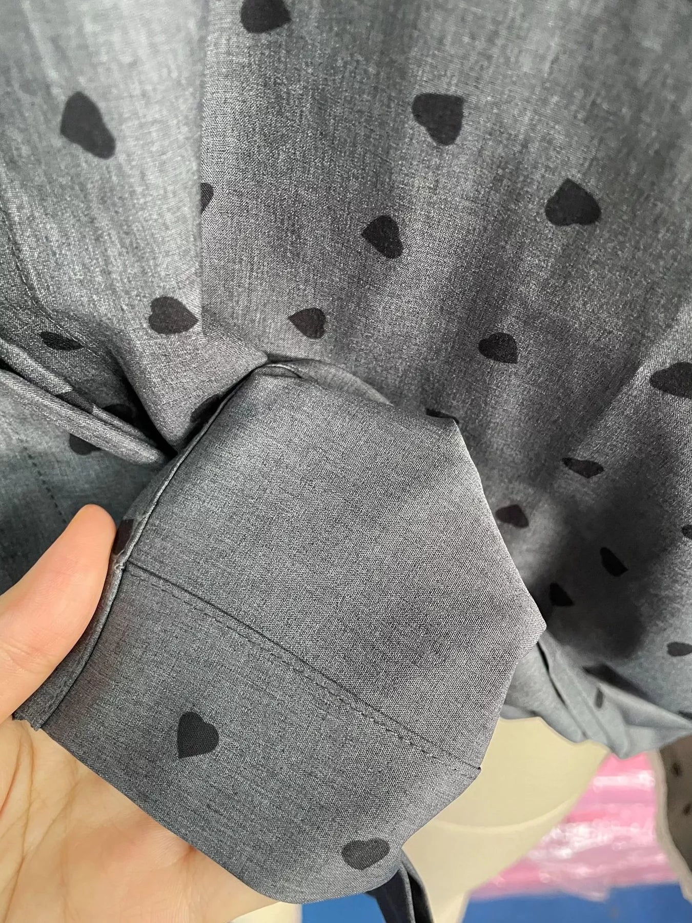 Heart Print Button Up Flounce Sleeve Shirt