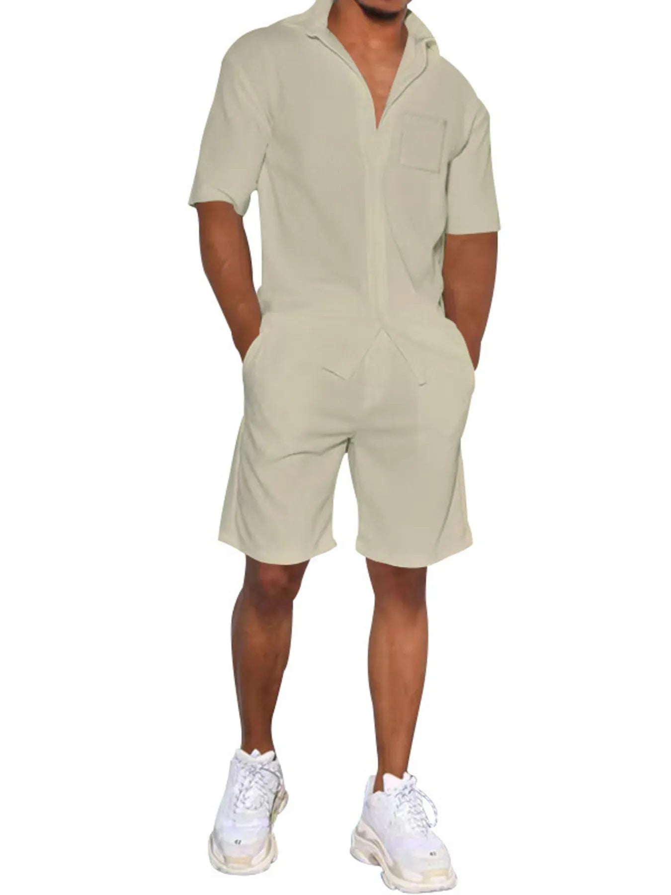 Men's Casual Short Sleeve Shirt and Shorts Matching Set