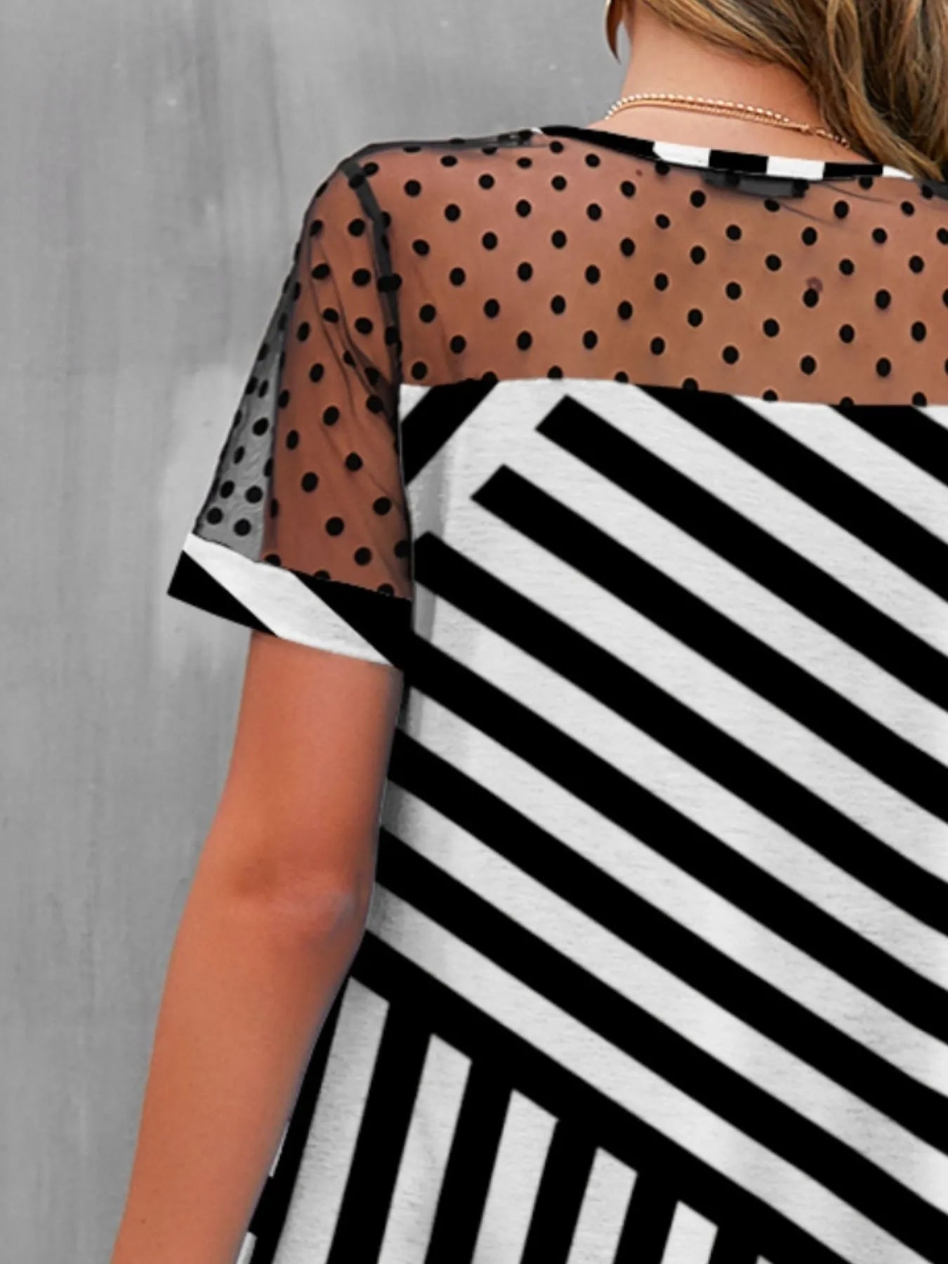 Mesh Polka Dot Striped Casual Dress