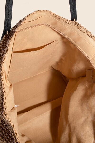 Leather Handle Knitted Tote Bag - MONLANE