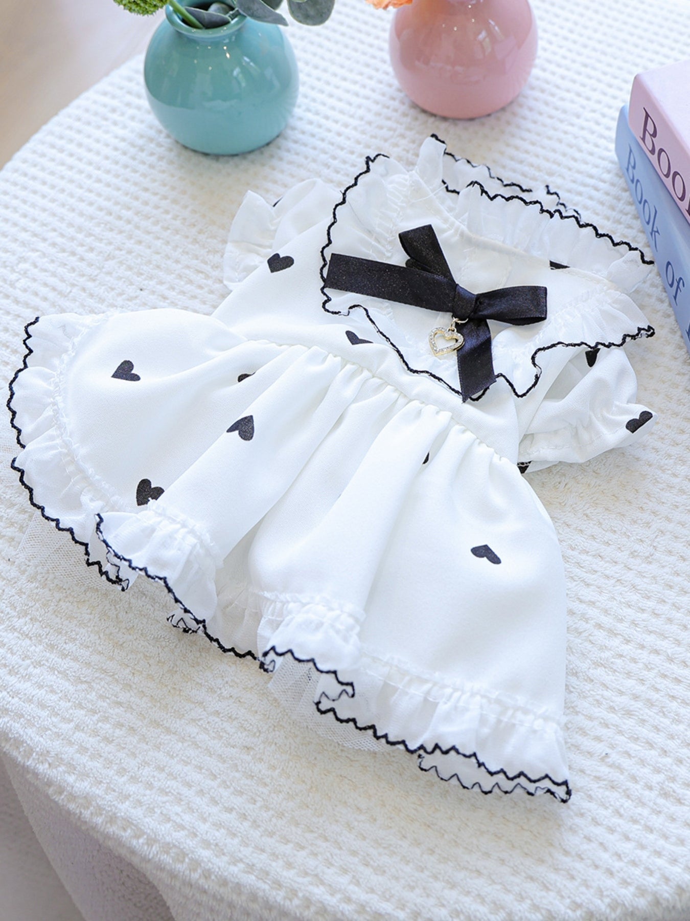 Heart-Patterned Bowknot Pet Dress