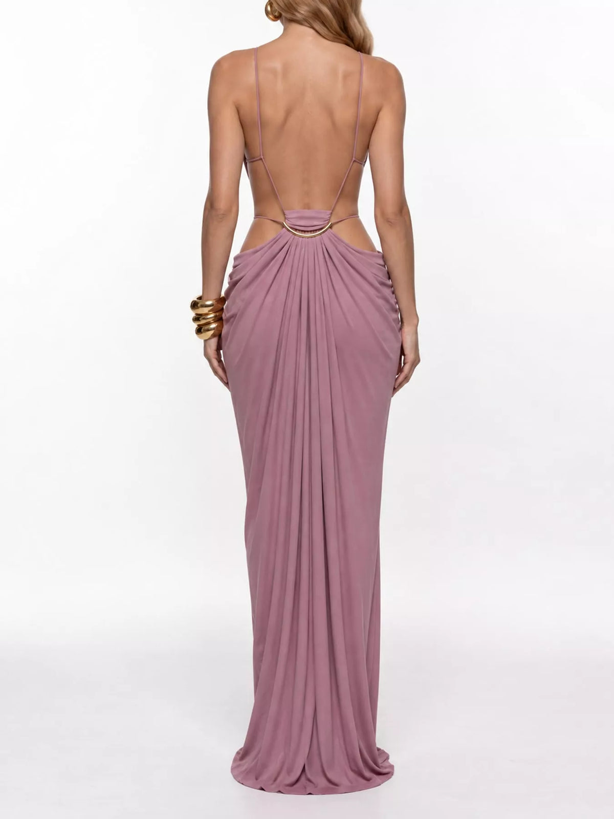 Backless plunge maxi dress, view 14