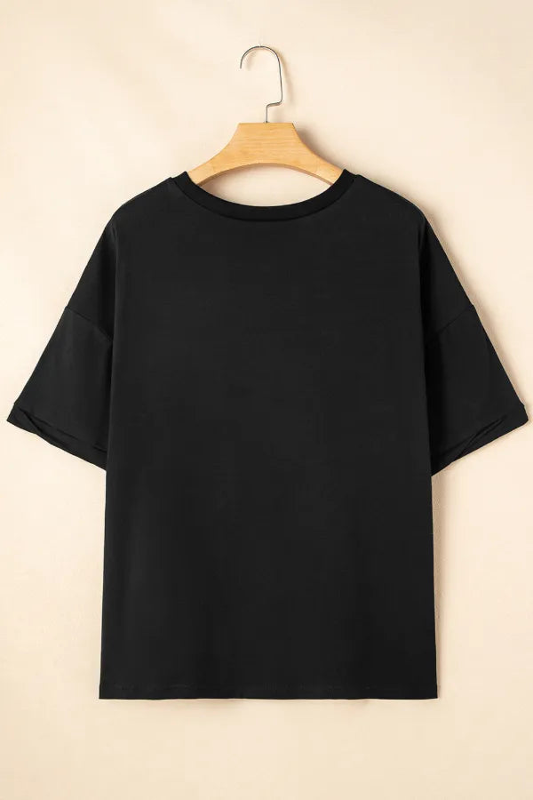 Sequined America Round Neck T Shirt