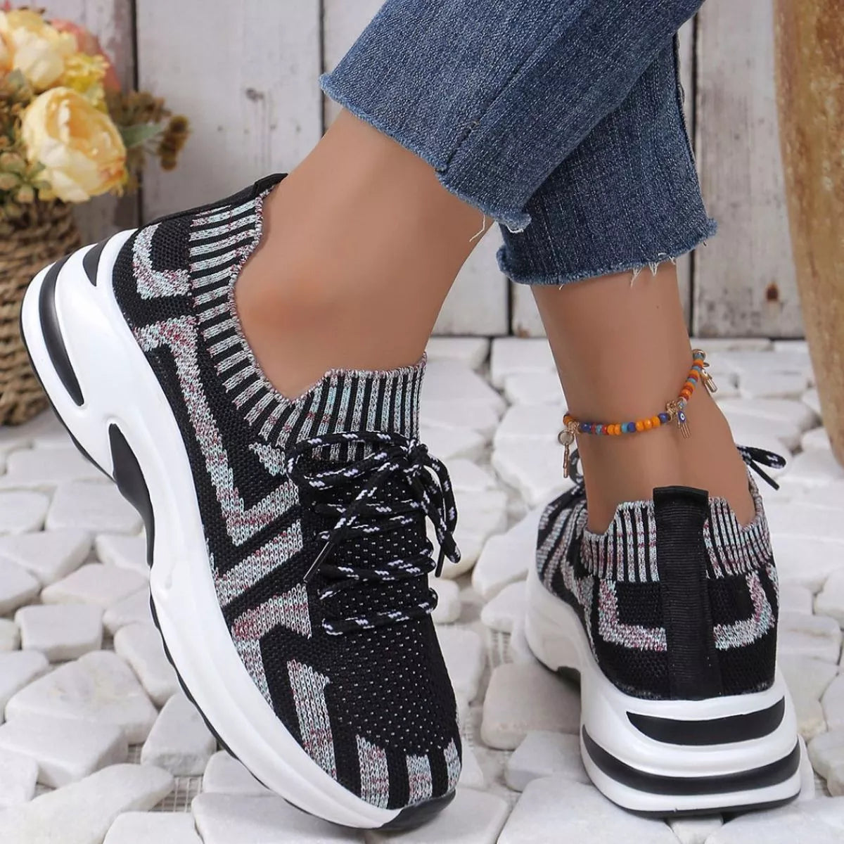 Round Toe Platform Sneakers