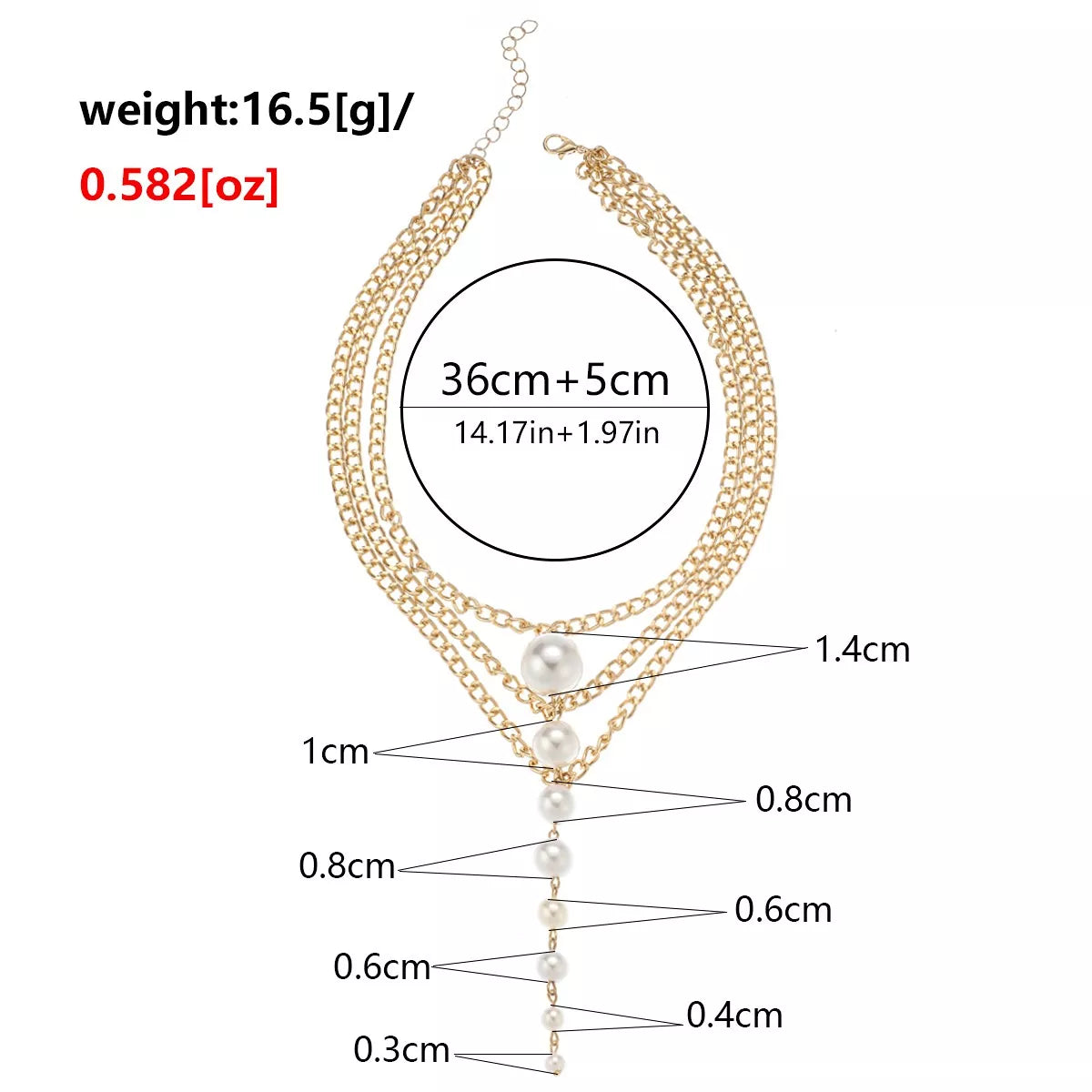 Gold pearl choker necklace, view 9