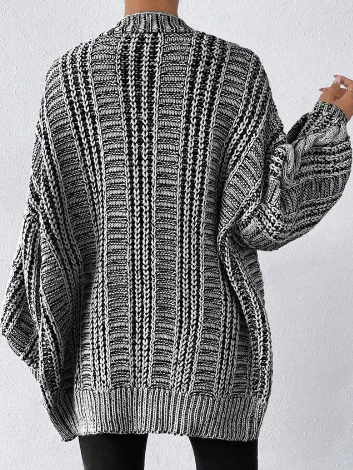 Plus size chunky cable knit cardigan, view 5