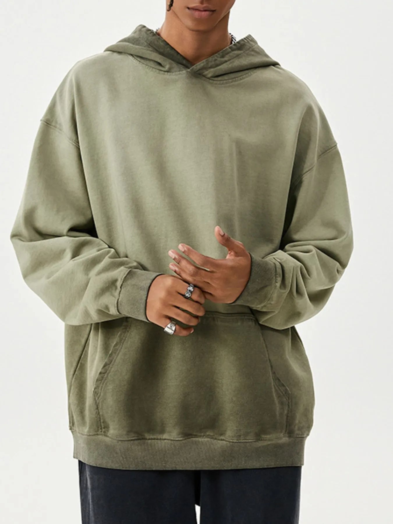 Men's Drop Shoulder Long Sleeve Hoodie