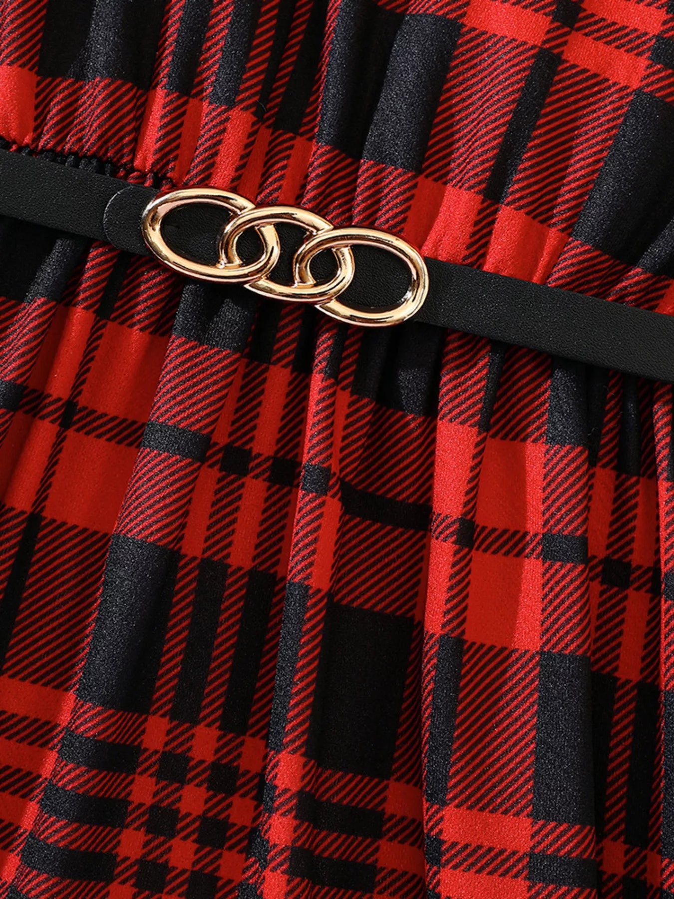 Children's Plaid Print Long Sleeve Dress