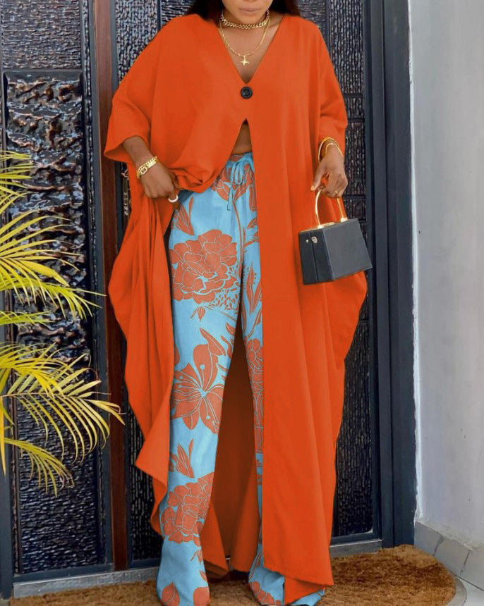 Printed Pullover Loose Pants Set