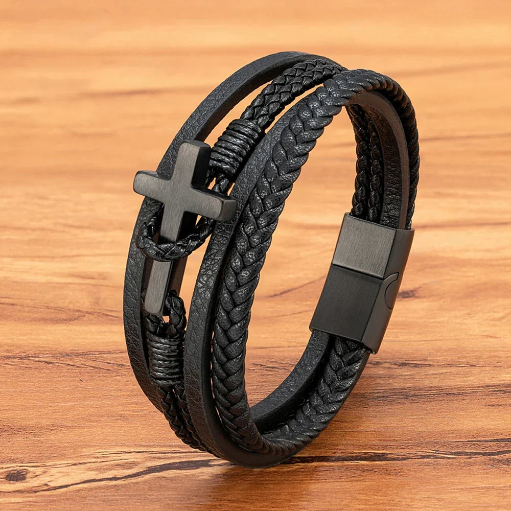 Cross Men's Leather Bracelets