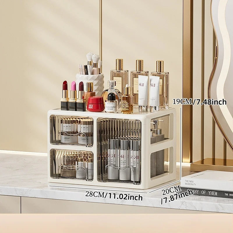 Cream Color Cosmetics Box, Multi-compartment Organizer