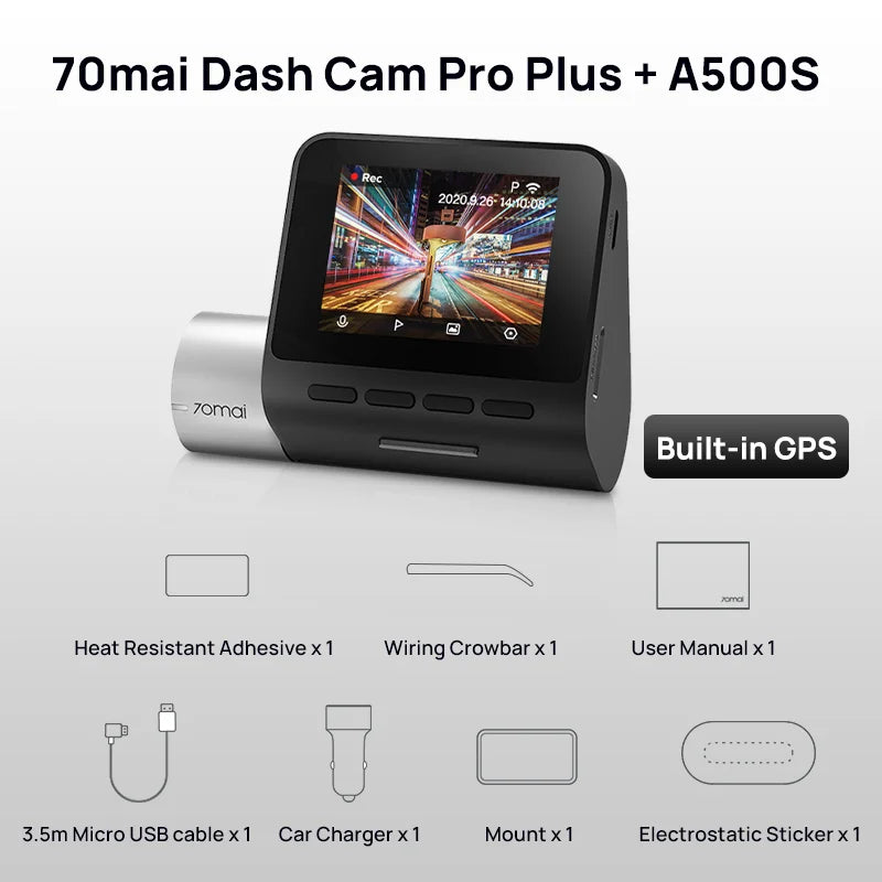 Dash Cam Pro Plus Built-in GPS Wifi Support