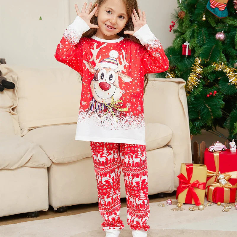 Reindeer Printed Xmas Family pajama Sets
