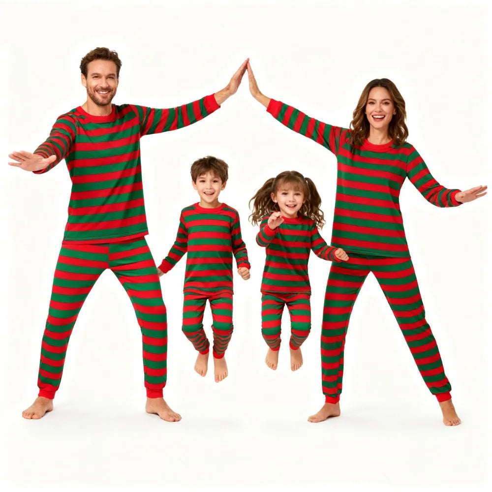 Stripes Christmas Family Pajamas Set