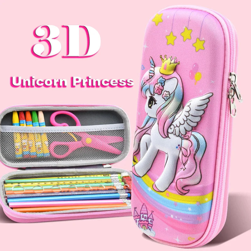 3D Large Capacity Unicorn Pencil Case