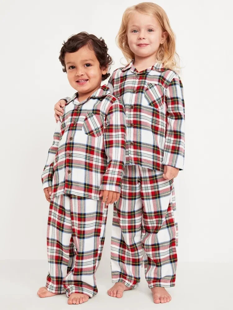 Plaid Print Christmas Family Pajamas Set
