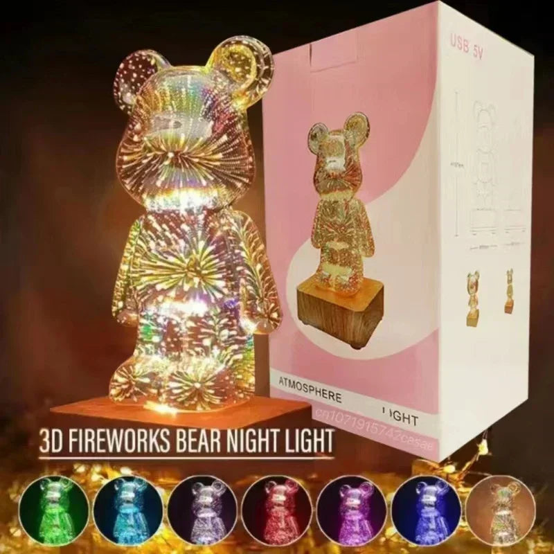 LED 3D Bear Firework Night Light