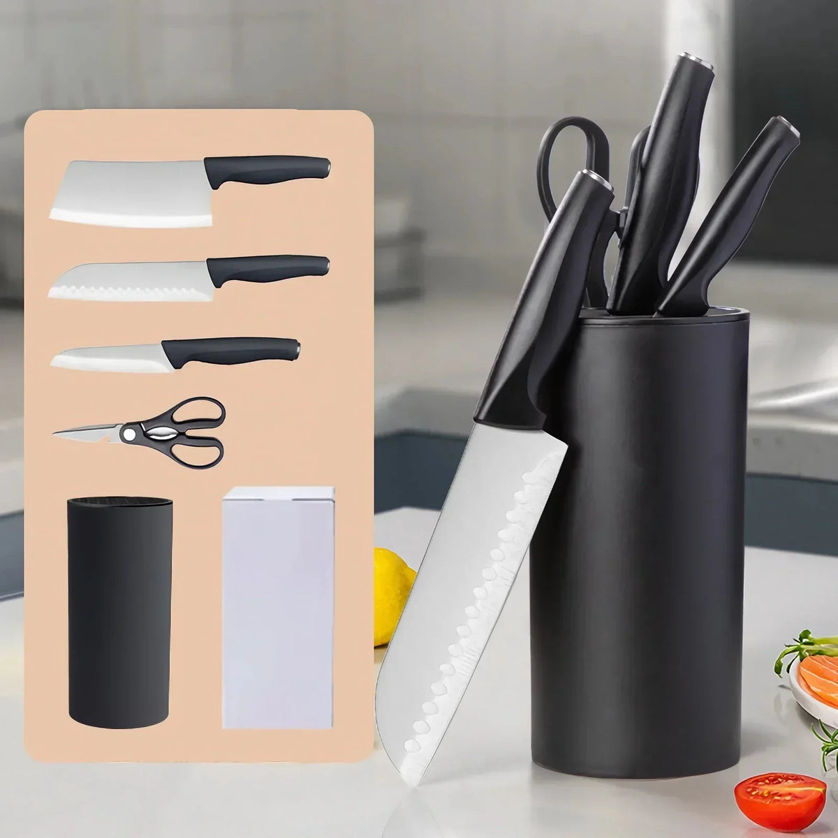 White kitchen knife set, view 8