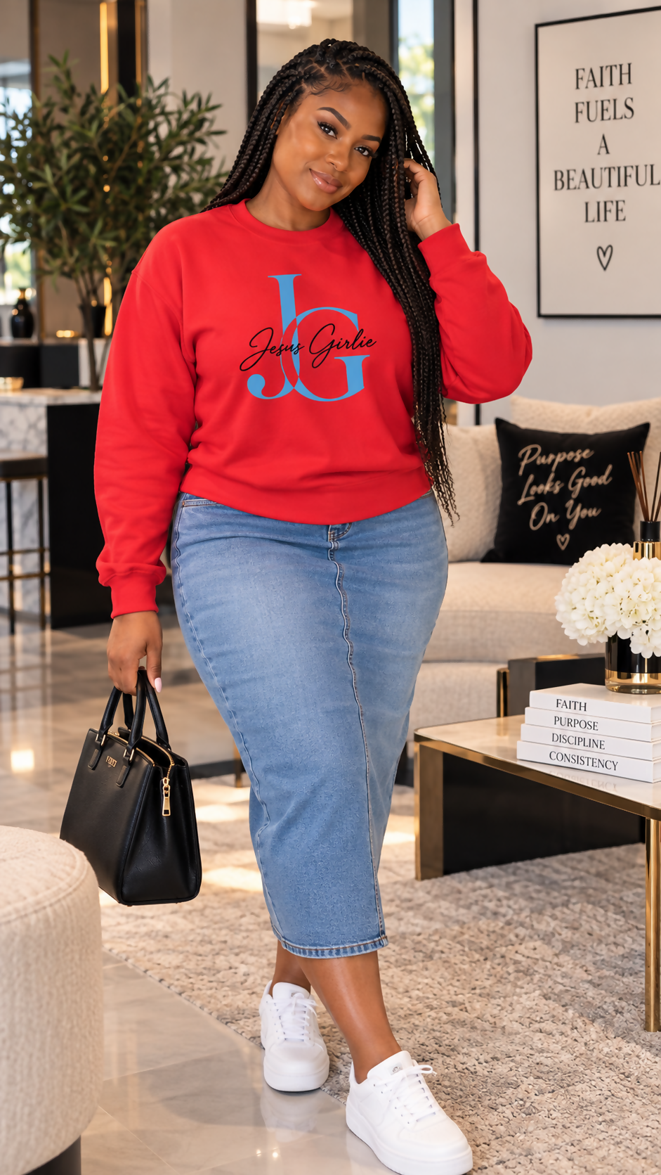 Jesus Girlie sweatshirt in red
