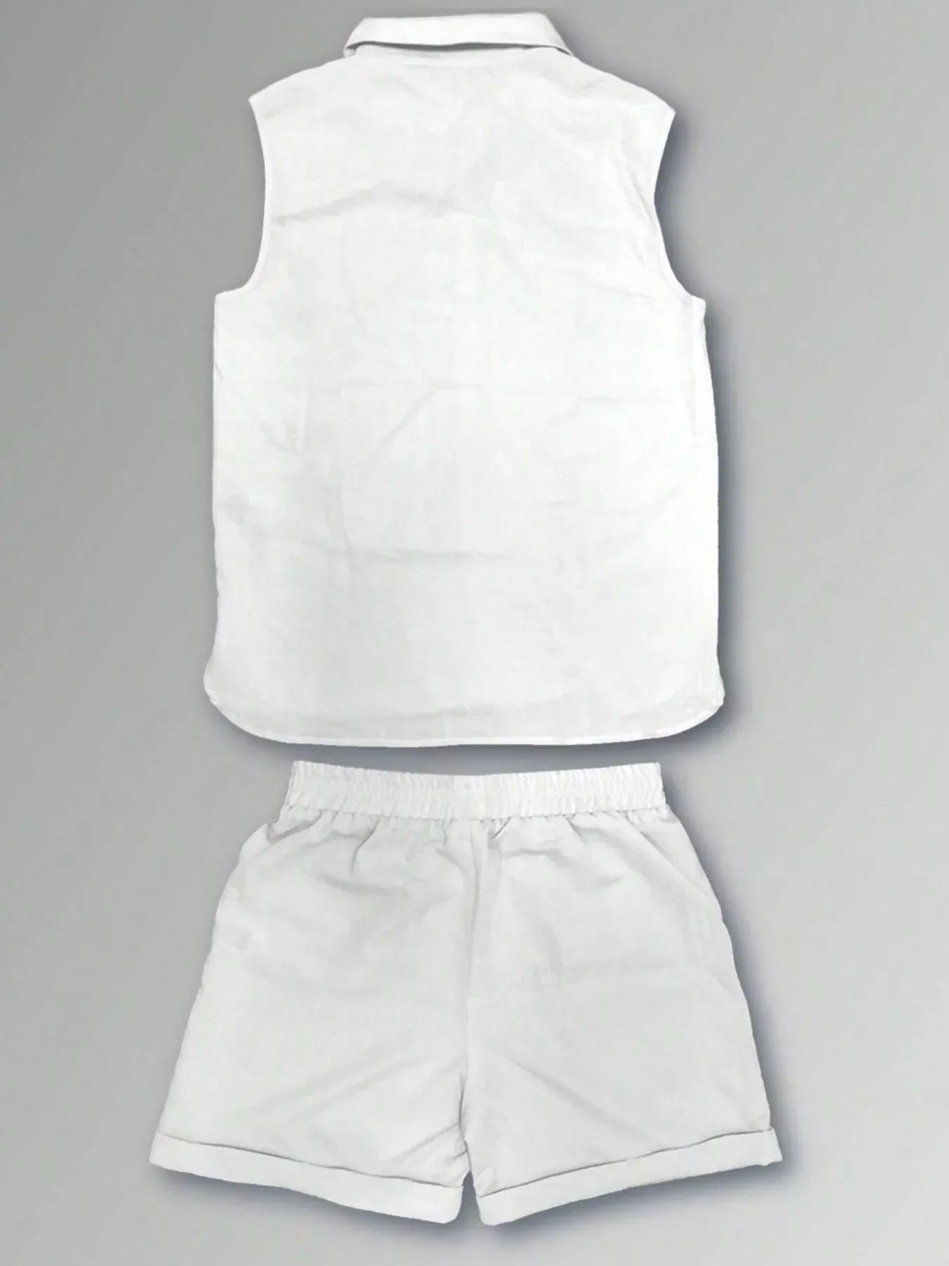 Men's Plus Size Casual Button Up Vest & Shorts Set