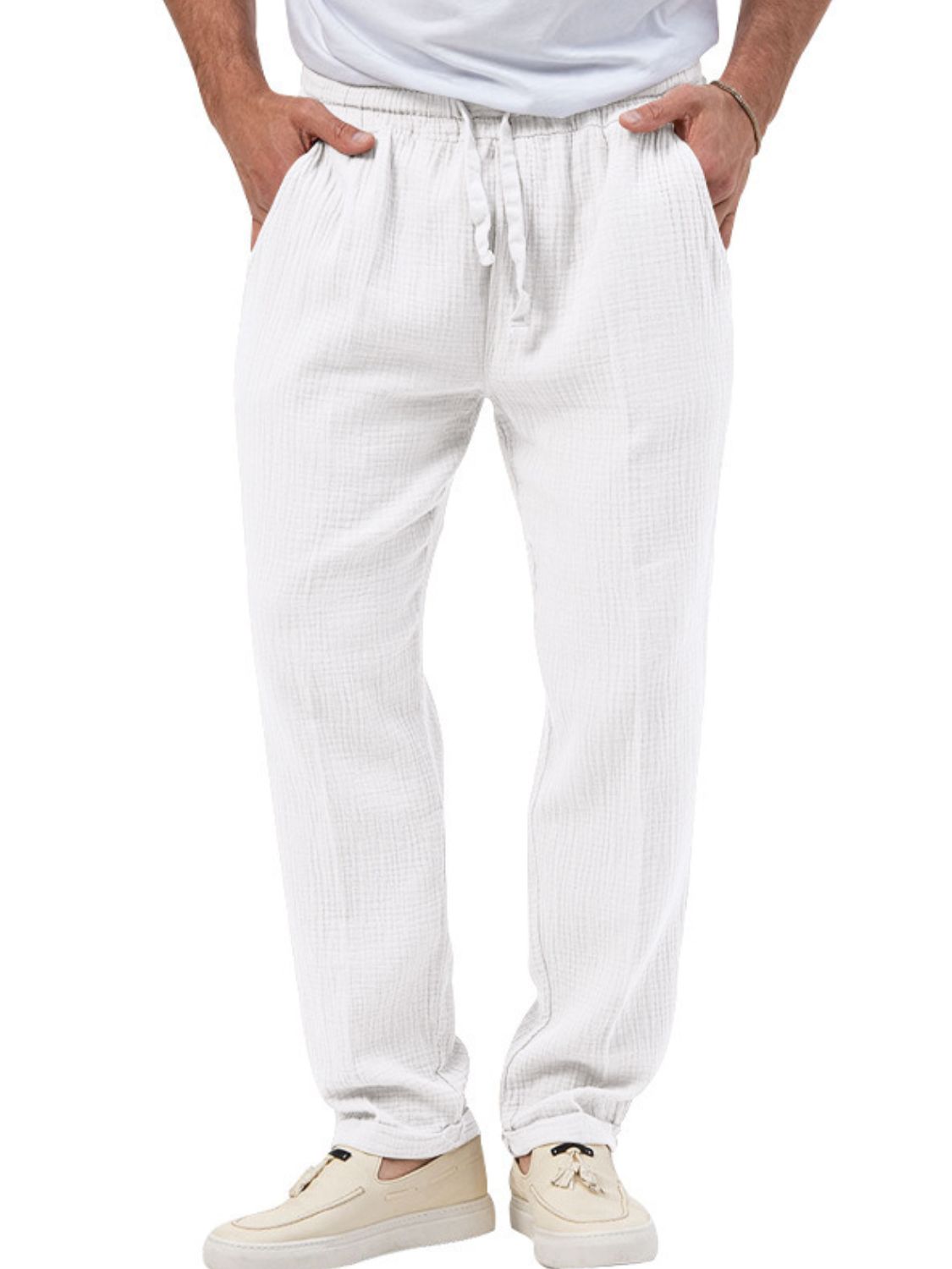 Plus Size Men's Drawstring Texture Pants