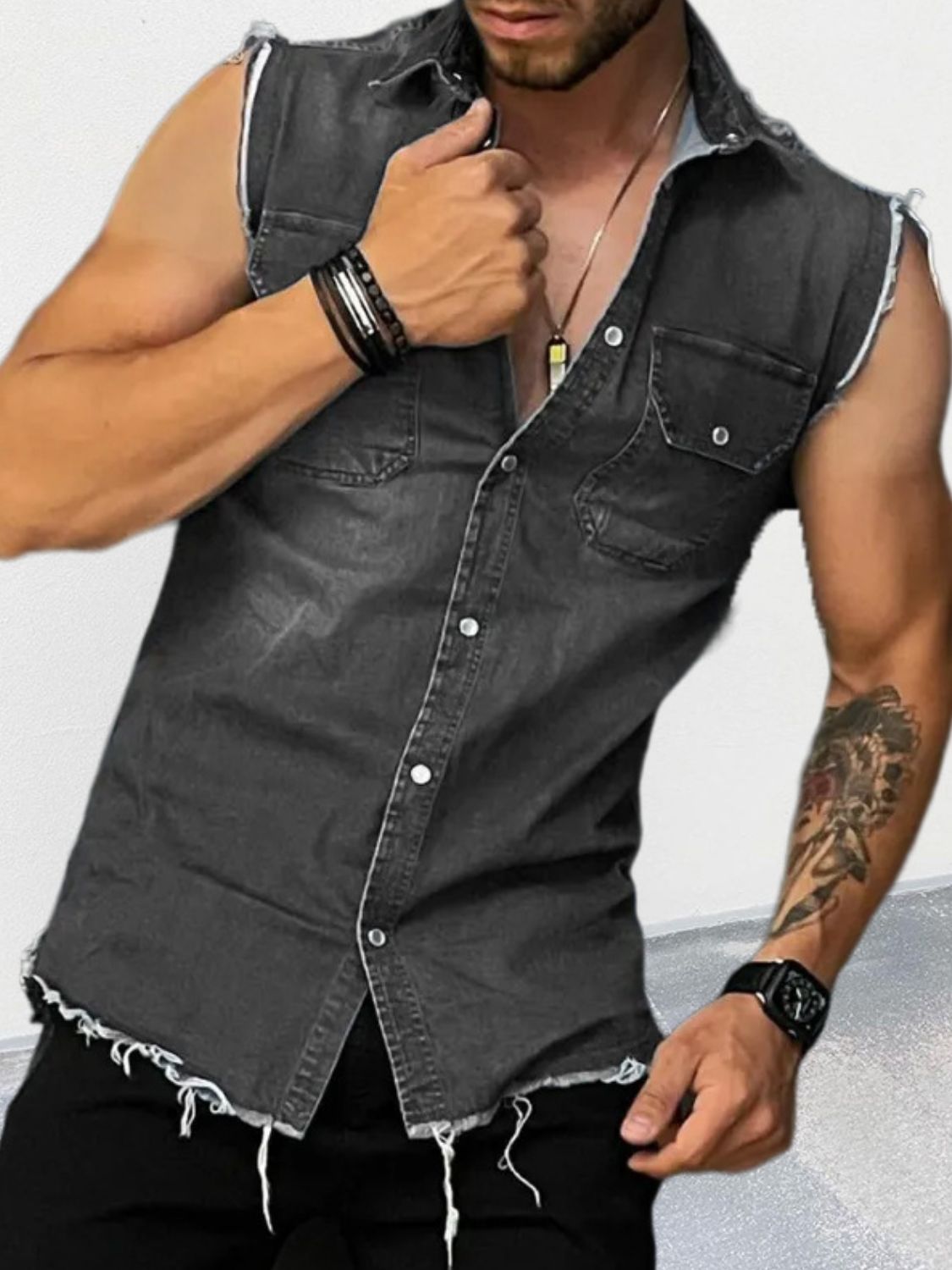 Men's Sleeveless Denim Shirt