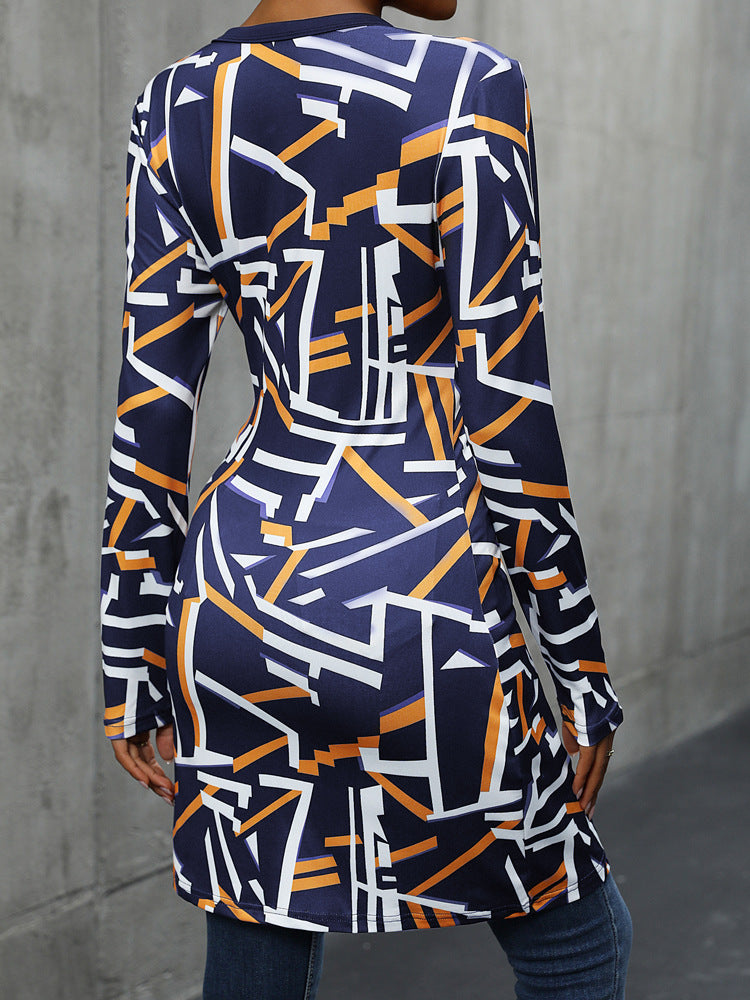 Geometric Surplice Long Sleeve T-Shirt - MONLANE