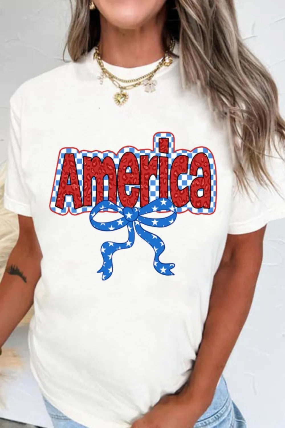 Funky America Round Neck T Shirt