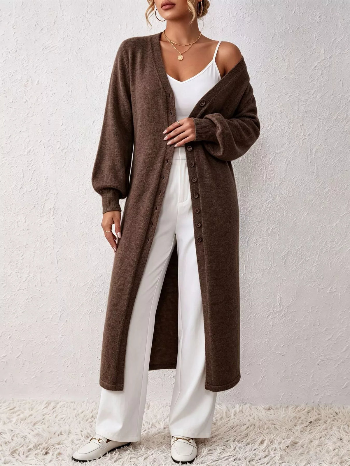 Button-front sweater dress, view 12