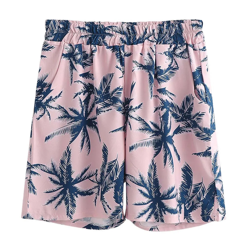 Full Size Tropical Print Shorts Set