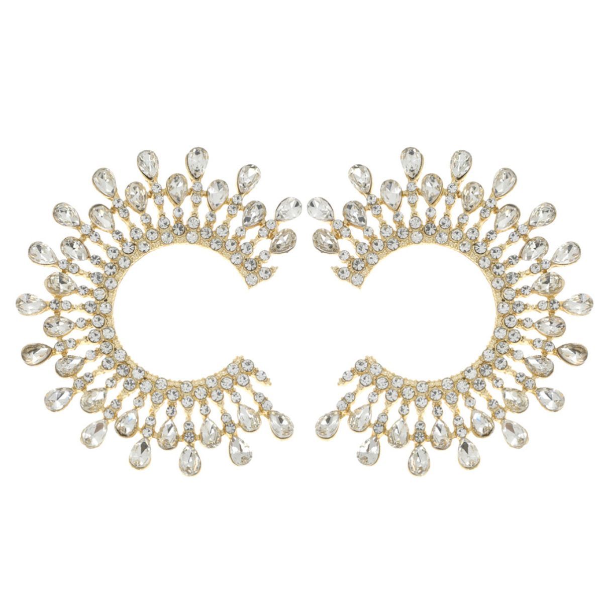 Stud Gold C Shape Stone Earrings