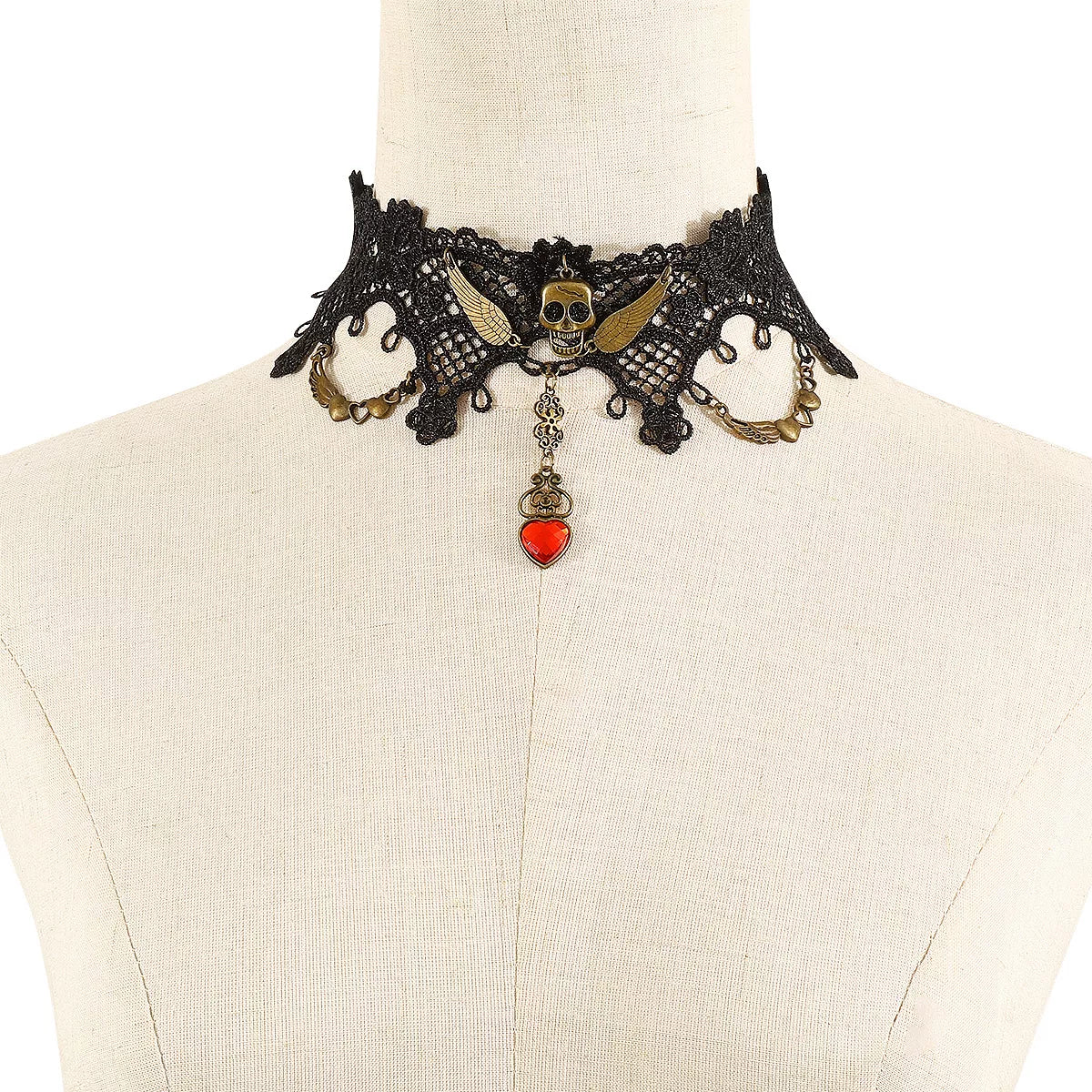 Halloween Lace Skull Necklace Set